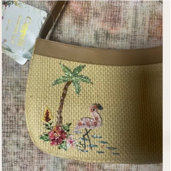 FL Beach Flamingo Bird Rhinestone Sequin Party Classy Hipster Hippie Artsy Purse - Picture 3 of 4